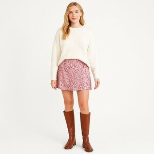 Hollister Pink Floral Satin Mini Skirt High Waist Cottagecore Y2K Coquette